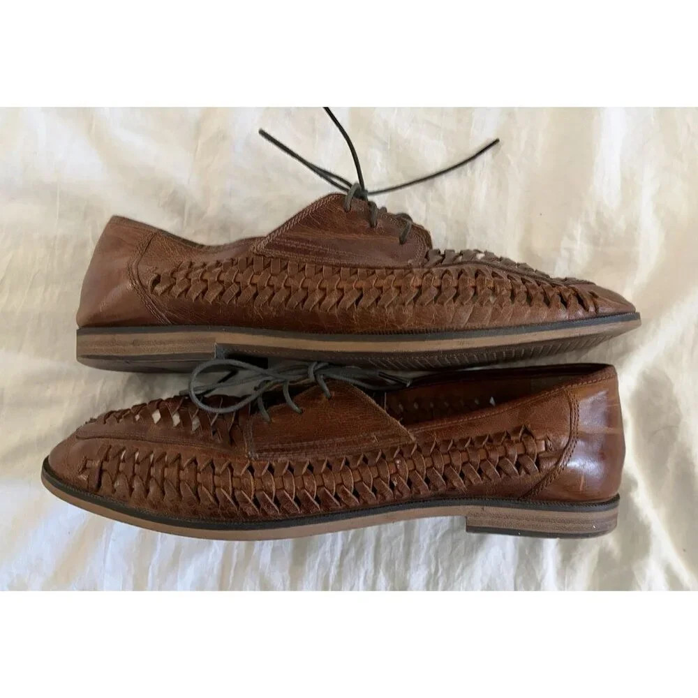 Red Tape Men’s Brown Woven Lace Up Loafers Size 11